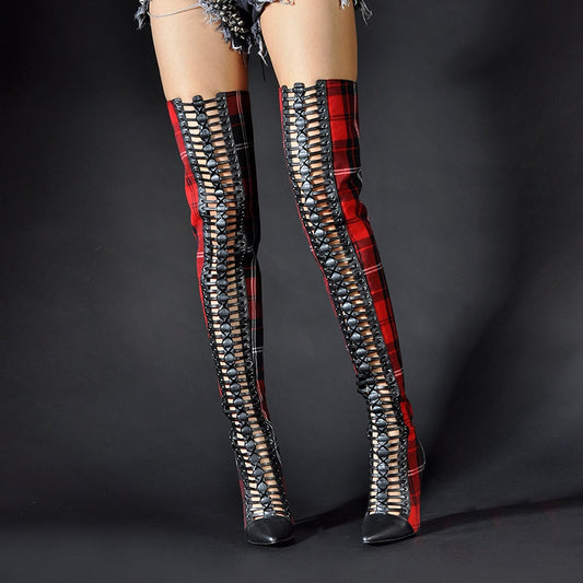 Winter Shoes Women SHiny Sequined Cloth Over the Knee Thigh High Boots Cross Tied International Show Boots Women - LiveTrendsX