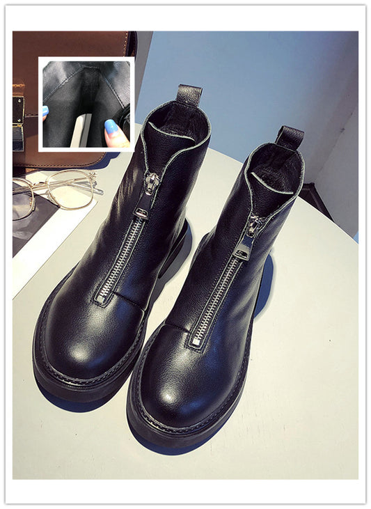 Leather zip booty cotton winter boots shoes woman women shoes zapatos mujer boots snow boots ankle boots for women booties - LiveTrendsX