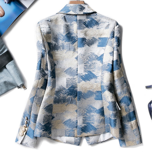 Unique Designing Runway Women Graffiti Printing Casual Blazer Jacket
