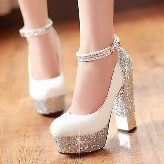 New Top Quality Large Size 32-42 Bling Upper Pumps Shoes Women High Heels Sexy Party Wedding Bride Shoes Woman - LiveTrendsX