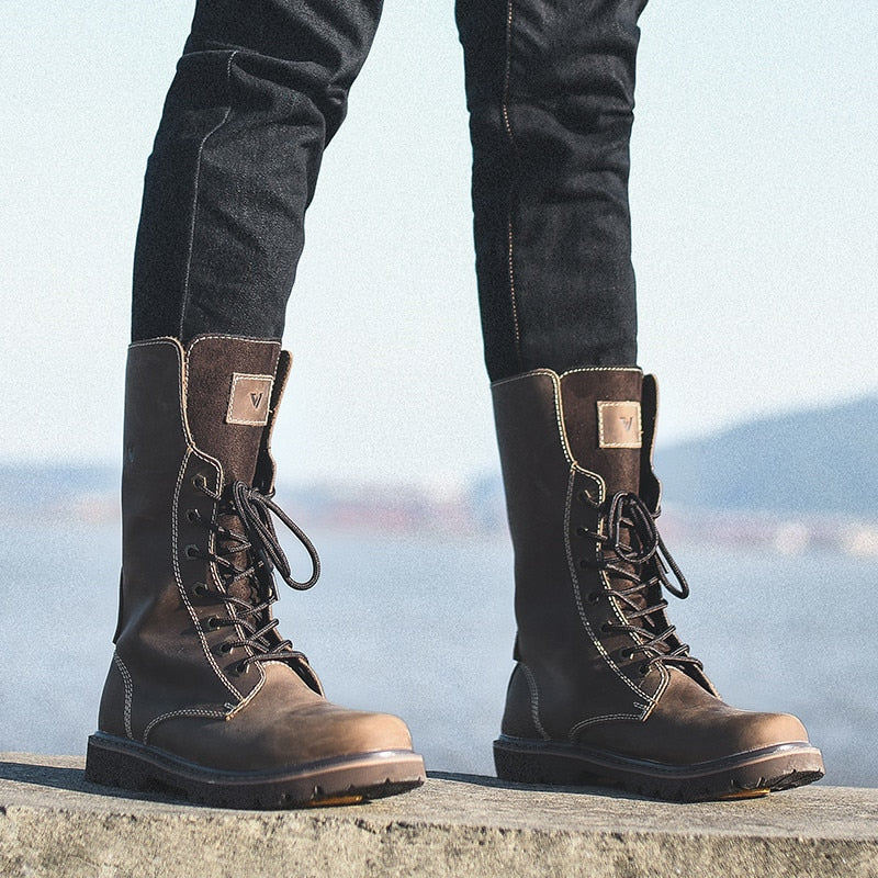 Vintage Brown Mens Long Boots