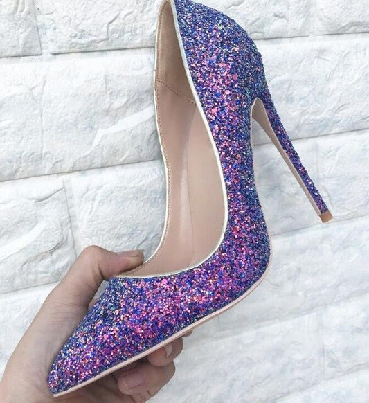 fashion paillette high heels shoes woman Sweet Pointed Toe Party Shoes Ladies Sexy Glitter high heels shoes 33-44 - LiveTrendsX