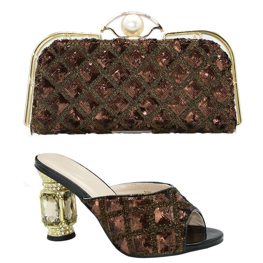 Red Italian fashion Shoes With Matching Bags Latest Sequins African Wedding Women Shoes and Bags Set Hot - LiveTrendsX
