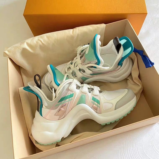 Hot Selling Arched Fashion Shoes Ultra Breathable Mesh Leather Casual Shoes Lace Up Trainers Brand Street Styles Women Sneakers - LiveTrendsX