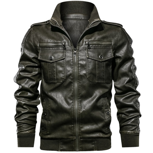 European size S-2XL Luxury Men PU Military Leather Jacket Hooded Motorcycle PU Leather Jackets Coats Male Jaqueta Couro - LiveTrendsX