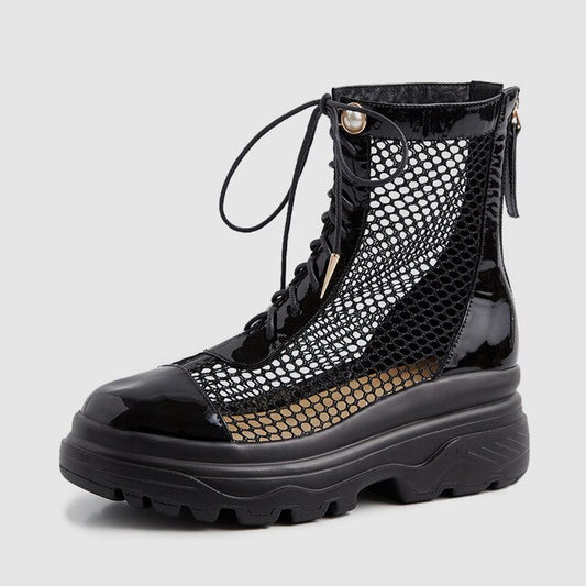 Large Size 33-42 Luxury Genuine Leather Women Summer Mesh Boots Summer Sandals Wedges Dad Platform Shoes Woman - LiveTrendsX