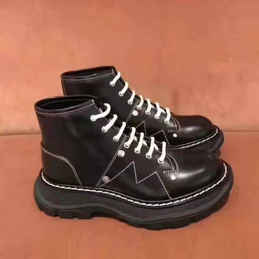 Martin Boots women Shoes Scarpe Donna Round Toe Ankle Boots Med Heel Ladies Boots Cross-Tied Female Shoes Plush Botas Mujer - LiveTrendsX