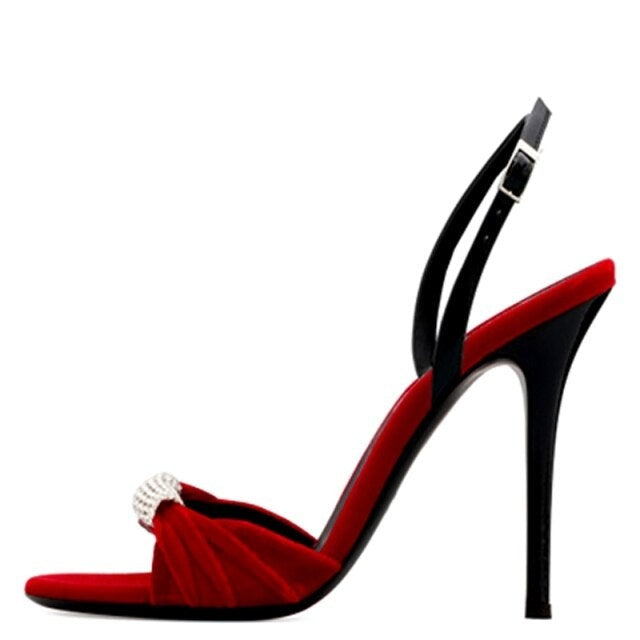 Rhinestones Knot High Heel Sandals with Crystals Shoes