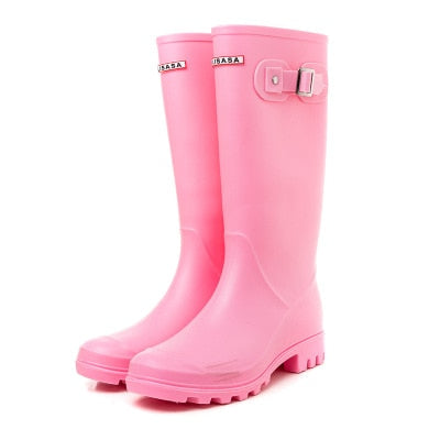 rain boots female Martin boots snow boots waterproof motorcycle boots high boots rain boots buckle long tube shoes - LiveTrendsX