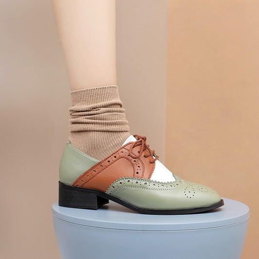 レディースオックスフォード春靴本革ローファー