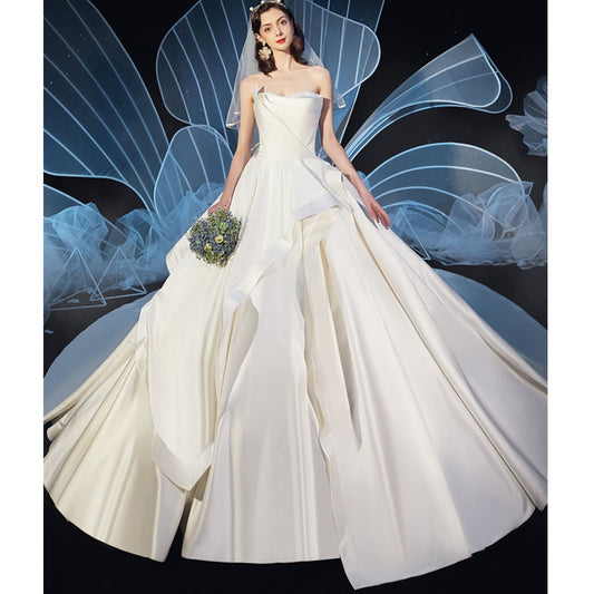 Best France Satin Gorgeous Ball Gown Wedding Dress Plus Size Vestido De Casamento Elegant Bridal Dresses China - LiveTrendsX