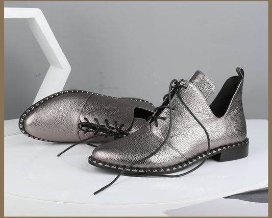 Fashion New Flats Special Design High Quality Genuine Leather Lace-up Sexy Pointed Toe Shoes Comfortable Flats - LiveTrendsX
