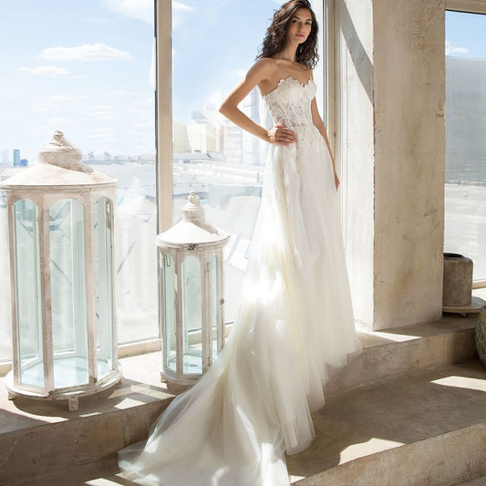 Exquisite Sweetheart Neckline Lace Wedding Dress with Wrap Vestido de Novia 2020 New Corset Bridal Gown - LiveTrendsX