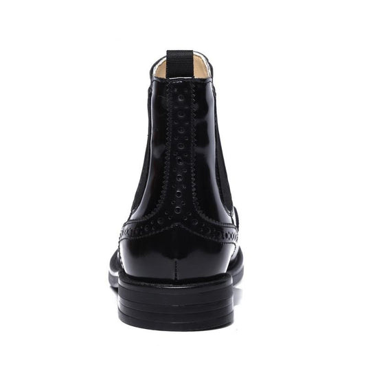 quality flats genuine leather chelsea boots slip on winter warm fur boots women brogue shoes - LiveTrendsX