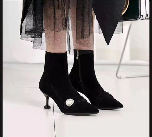 designer winter genuine suede leather boots women luxury designer brand female fashion really leather winter boots women - LiveTrendsX