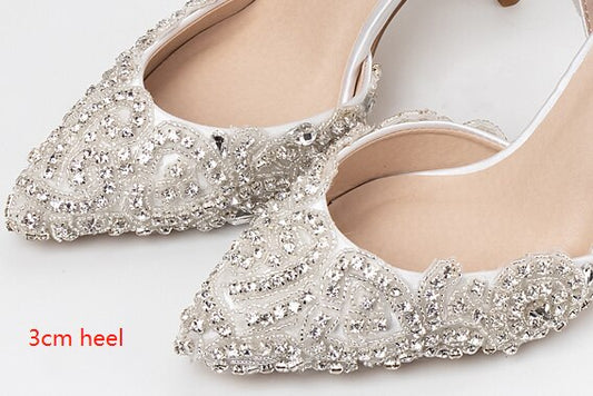 High heels silver and luxury sparkling rhinestone handmade custom wedding shoes 9cm banquet reception party ladies shoes - LiveTrendsX