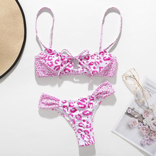 Sexy leopard print swimsuit female Bandeau bikini set 2020 Micro bikini High cut swimwear women String bathing suit new - LiveTrendsX