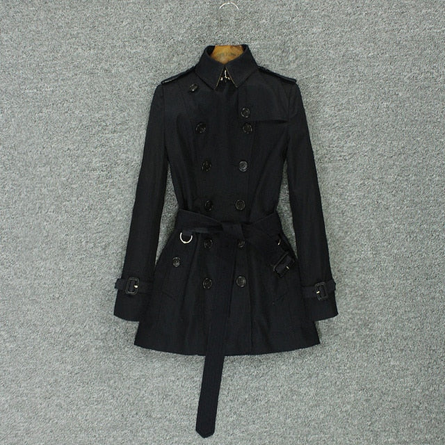 British trench coat lady short temperament slim