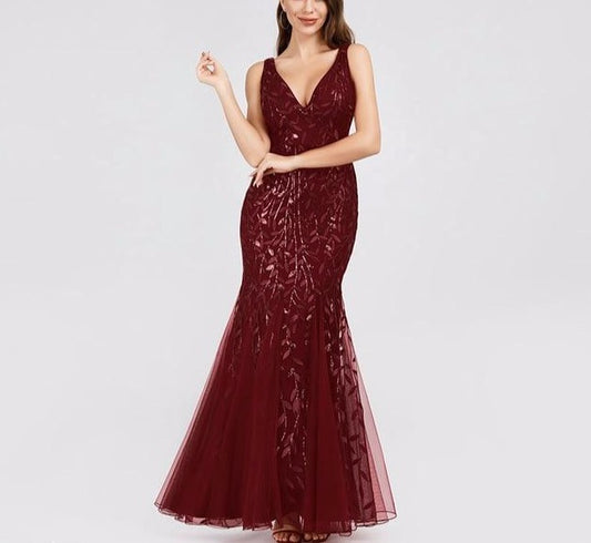 Formal Evening Dresses 2020 Ever Pretty New Mermaid O Neck Short Sleeve Lace Appliques Tulle Long Party Gowns - LiveTrendsX