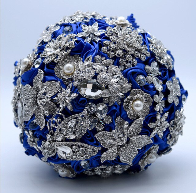 Luxury Crystal Rhinestone Elegant Purple Bridal Holding Flowers Bridesmaid Bouquet Handmade Jewelry Wedding Accessories - LiveTrendsX