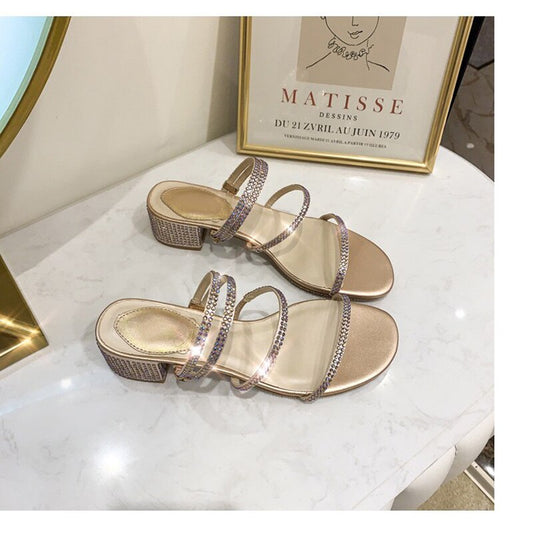 Fashion Rome Slip-On Women Sandals Flip Flops Solid Round Toe Pearl Buckle Causal Sandals Shoes - LiveTrendsX