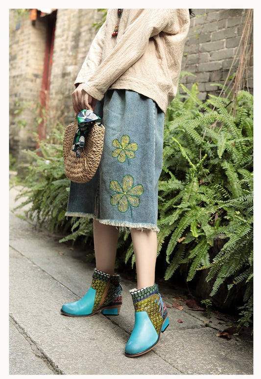 top quality national women's shoes autumn and winter new leather fashion women's boots bohemian personality heels - LiveTrendsX