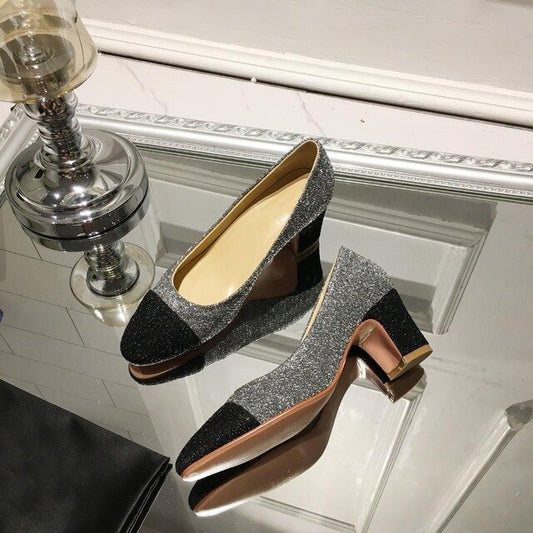 Women's Shoes Genuine Leather Shoes For Woman Low Heels Pumps Slip On Round Toe Thick Square Heels Plus Size 34-42 - LiveTrendsX