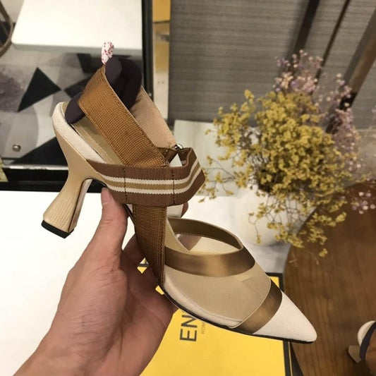 Nude Flat Shoes Women Brand Design Sandals Med Heels 5 cm Mesh Woman Cozy Pumps Lady Pointed Toe Slingbacks - LiveTrendsX