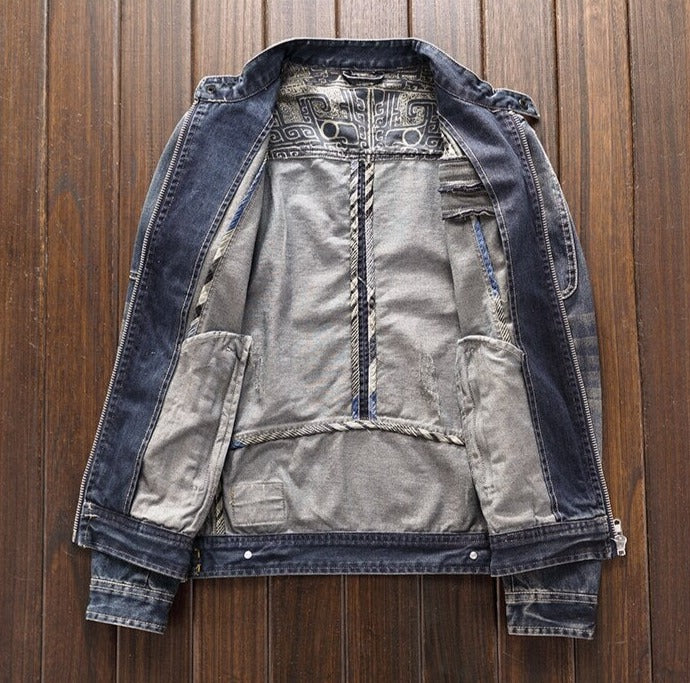 men's jeans jacket casual retro slightly fat large size