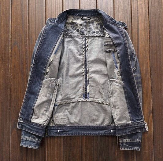 men's jeans jacket casual retro slightly fat large size