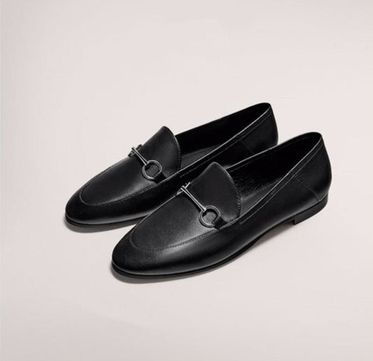 Withered 2020 summer england office lady simple Genuine leather slip-on loafers women shoes woman women shoes women flat shoes - LiveTrendsX