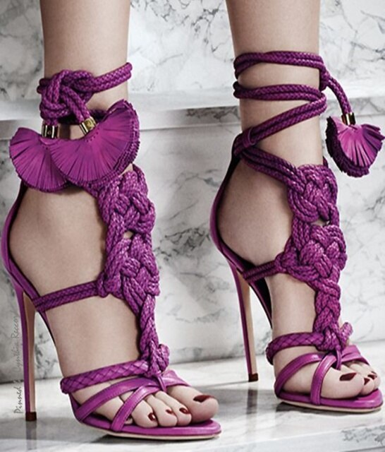 Sexy Rope Knot High Heel Sandals - LiveTrendsX