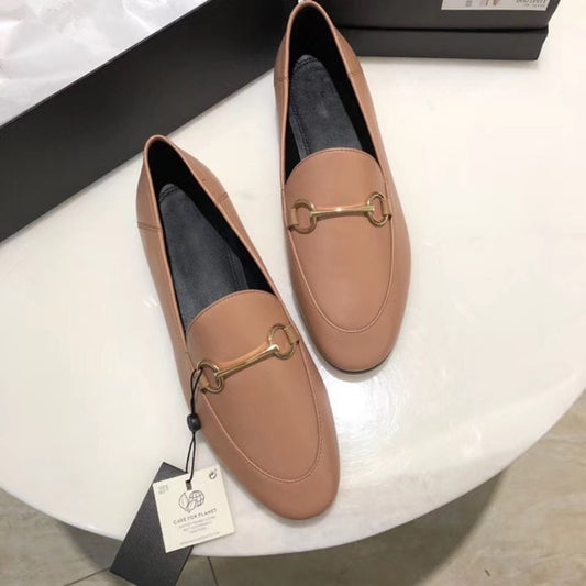 Withered 2020shoes women england style office lady simple solid genuine leather Sheepskin soft Lok shoes loafers shoes for women - LiveTrendsX