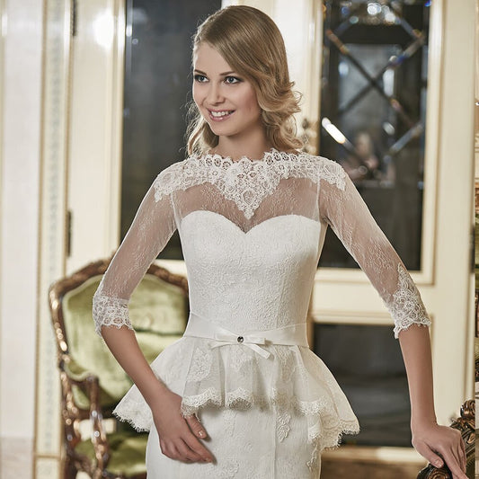 Appliques Lace 2 Pieces Mermaid Wedding Dresses With Detachable Half Sleeve Jacket Aliexpress Login Vestido De Noiva Sereia - LiveTrendsX