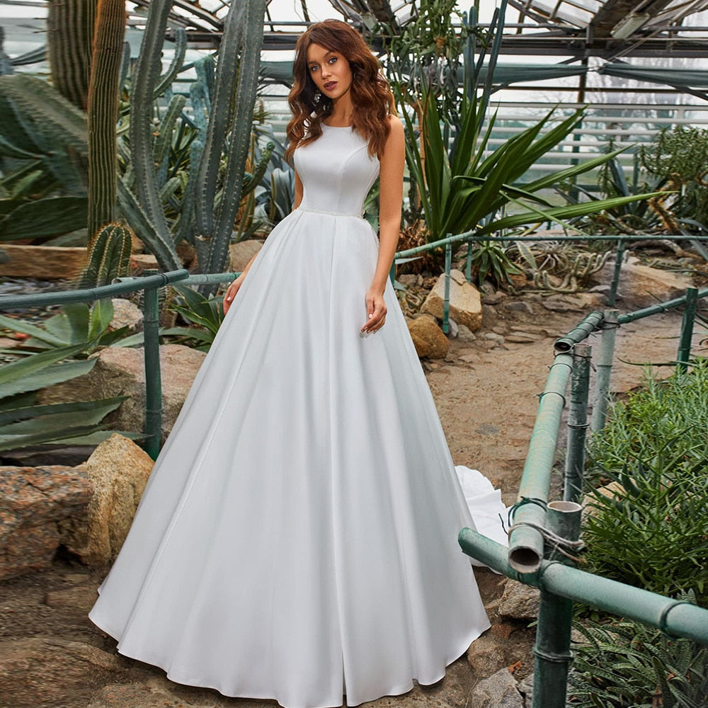 Satin A-Line Wedding Dresses With Petticoat LiveTrendsX Satin A-Line Wedding Dresses With Petticoat LiveTrendsX