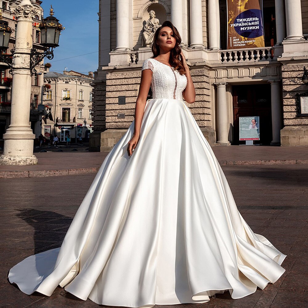 Satin Wedding Dresses A line With Petticoat Vestidos De Boda Sexy Back LiveTrendsX Satin Wedding Dresses A line With Petticoat Vestidos De Boda Sexy Back LiveTrendsX