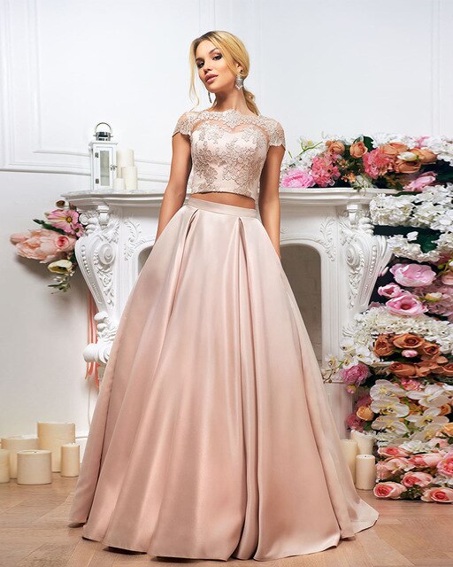 Champagne Satin Simple Wedding Dresses Abito Da Sposa Appliques 2 In 1 Bride Gowns - LiveTrendsX