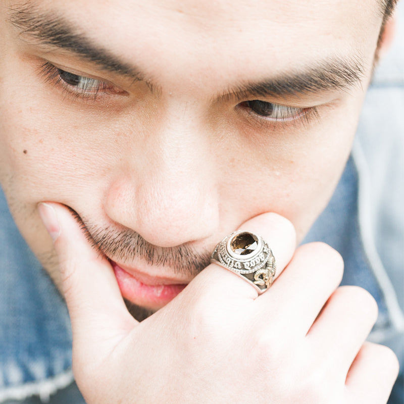 Ring for men personality goat head