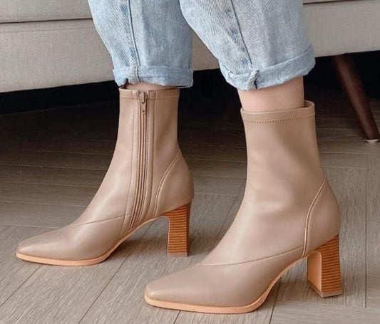 Woman Half Short Boots Women High Heel Shoes Woman Platform Thick Heel Shoes Short Boots Woman Footwear Size 33-40 - LiveTrendsX