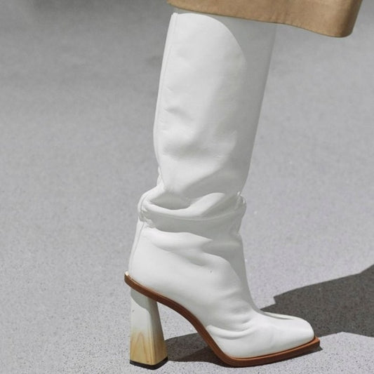 Women Knee Boots New Fashion High Heel Winter Shoes Woman Square Toe Sexy Long Boot Warm Party Footwear Size 35-43 - LiveTrendsX