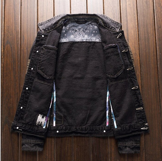 Spring and autumn black cowboy coat male