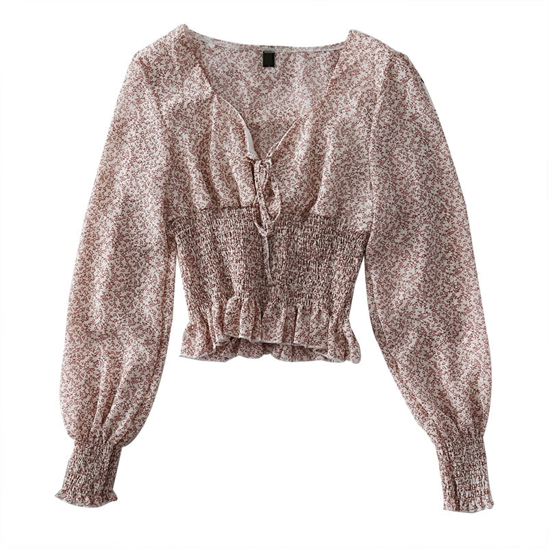 Waist Spring Autumn Blouse Short Top