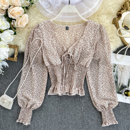 Waist Spring Autumn Blouse Short Top