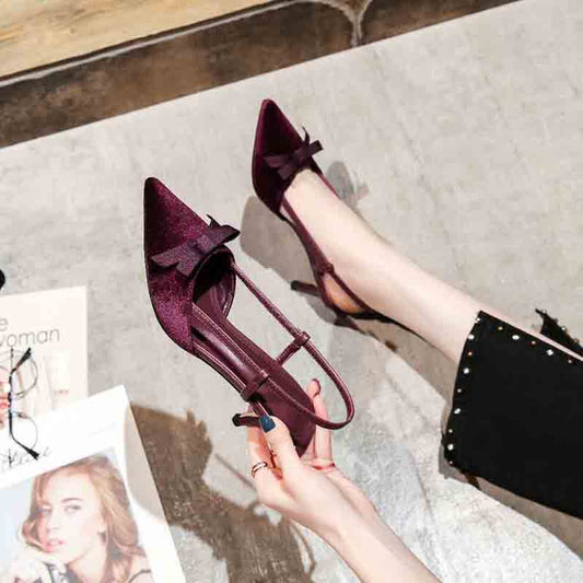 Sexy Pointy Toe Sandals Women Pumps Butterfly-knot Decor Summer Shoes Woman Thin Heels Ladies Shoes Slip On Sandalias Mujer - LiveTrendsX