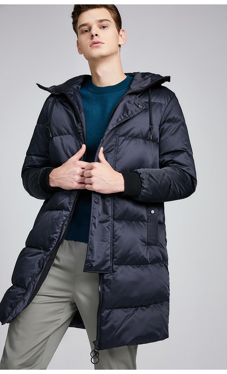 Men's Winter Parka Coat Mid-length Hooded