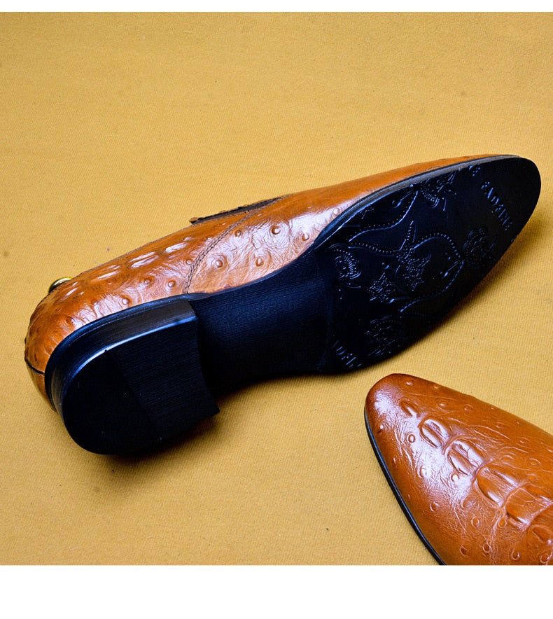 スリッポン ウェディングシューズ レザーブローグ