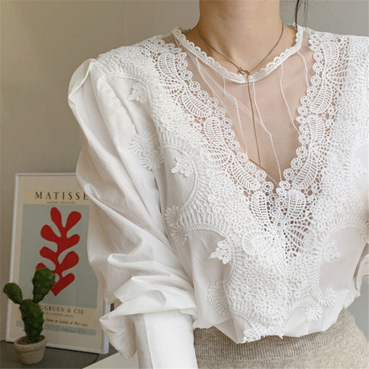 2021 Women's Blouse Lace Puff Sleeve - LiveTrendsX