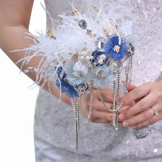 luxury Bridal brooch bouquet crystal Pearl Jewelry Wedding Bouquet custom made Silver Retro Bride's bouquets - LiveTrendsX