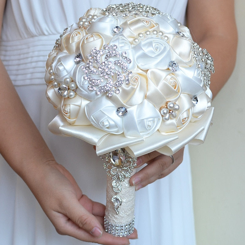 Gorgeous Wedding Flowers Bridal Bouquets Artificial Wedding Bouquet Crystal Sparkle With Pearls buque de noiva - LiveTrendsX