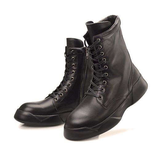 Winter Lace Up Punk Style Zippers Motorcycle Biker Boots Men